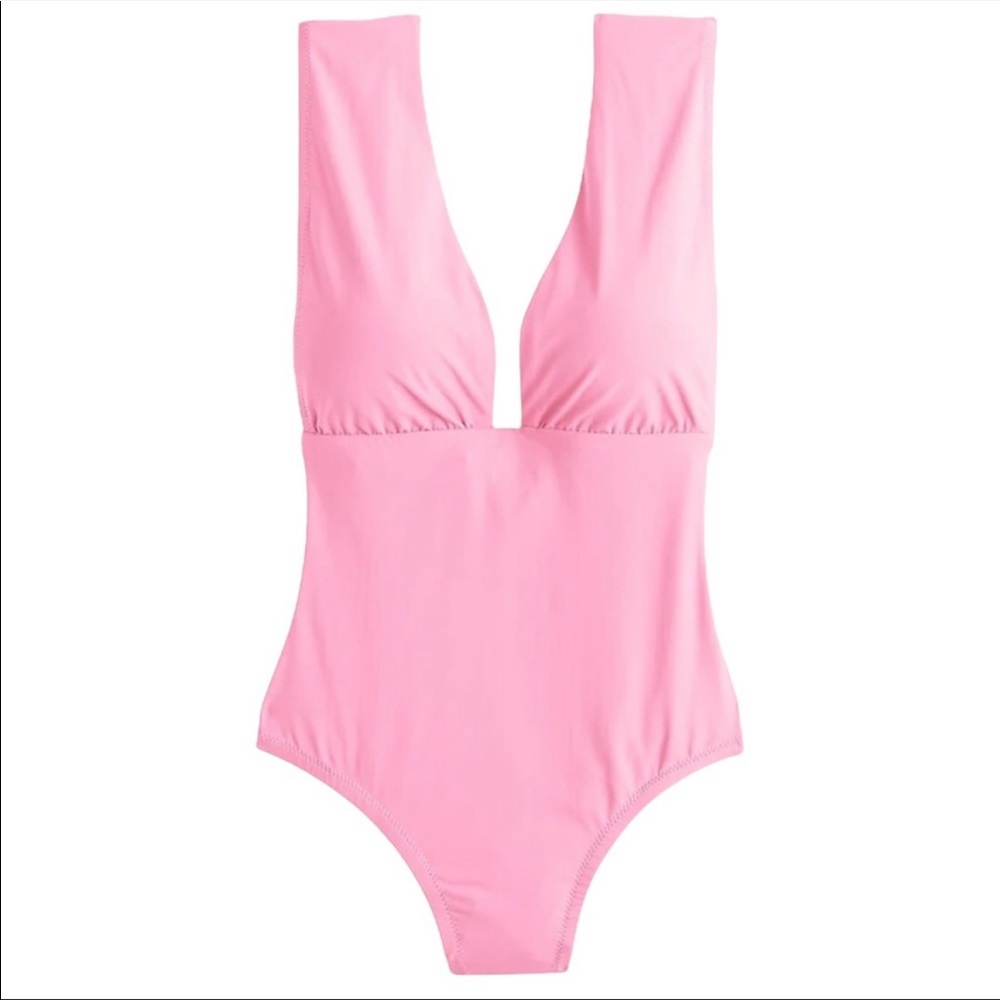 J. Crew Plunge V Neck One Piece Swimsuit in Wild Petunia Size 0 NWT